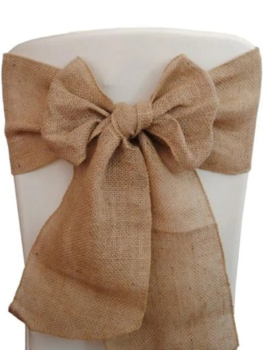 burlap_chair_sashes_x_we_0-5.webp Best Tablecloth Market 200 Burlap Chair Sashes 6"x108" Wedding Event Parties Shows 100% Natural Jute"