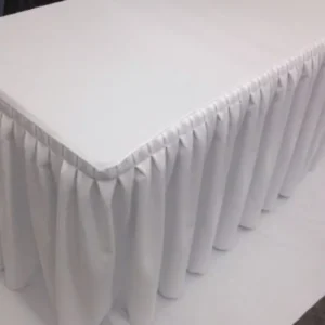 New Tablecloth Market 5' Fitted Polyester Double Pleated Table Skirting Cover w/Top Topper WHITE