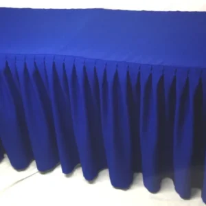 Online Tablecloth Market 6' Fitted Polyester Double Pleated Table Skirting Cover W/top Topper Royal Blue