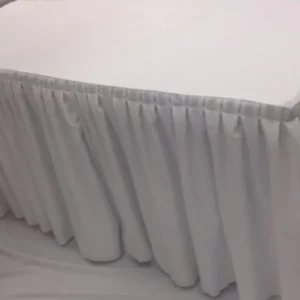 New Tablecloth Market 5' Fitted Polyester Double Pleated Table Skirting Cover w/Top Topper WHITE