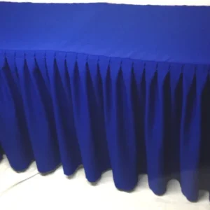 New Tablecloth Market 8' Fitted Polyester Double Pleated Table Skirting Cover W/top Topper Royal Blue
