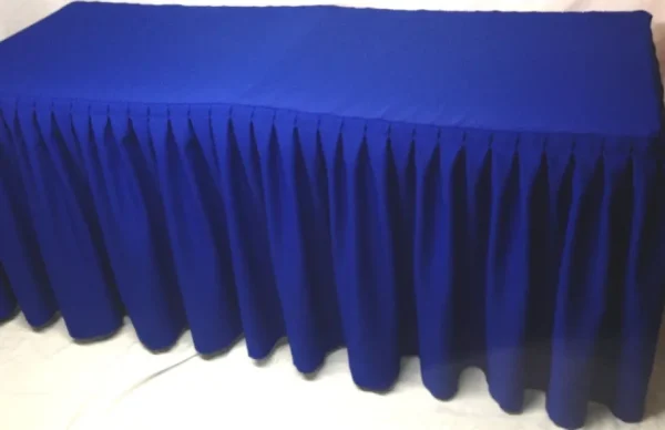 New Tablecloth Market 8' Fitted Polyester Double Pleated Table Skirting Cover W/top Topper Royal Blue"