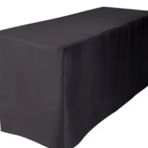 Best Tablecloth Market 6' Fitted Polyester Tablecloth Open Back Table Cover Trade Show Booth Dj Black