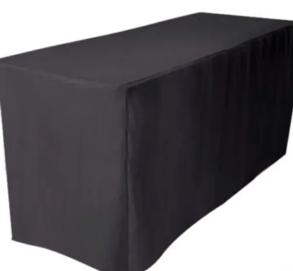 Best Tablecloth Market 6' Fitted Polyester Tablecloth Open Back Table Cover Trade Show Booth Dj Black"