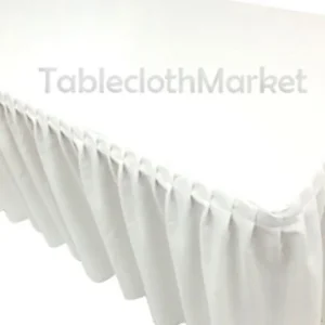 Outlet Tablecloth Market 4' Fitted Table Skirting Cover W/ Top Topper Single Pleated Wedding White