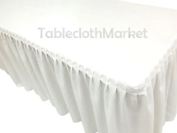 Outlet Tablecloth Market 4' Fitted Table Skirting Cover W/ Top Topper Single Pleated Wedding White"