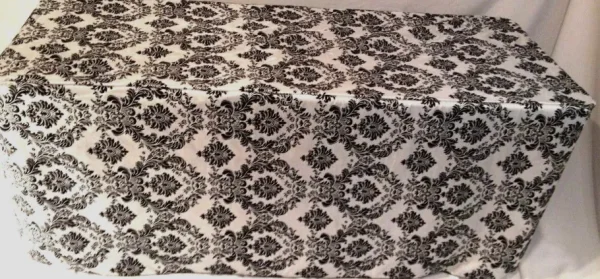 Clearance Tablecloth Market 8' Ft. Fitted Black White Damask Flocked Taffeta Tablecloth Table Cover Wedding"