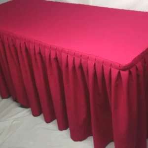 New Tablecloth Market 5' ft. Fitted Polyester Double Pleated Table Skirt Cover w/Top Topper Hot Pink