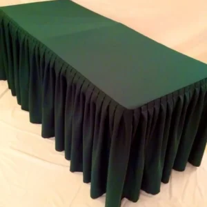 New Tablecloth Market 4' ft. Fitted Polyester Double Pleated Table Skirting Cover w/Top Topper Green