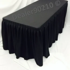 Hot Tablecloth Market 6' Ft. Fitted Polyester Double Pleated Table Skirt Cover W/top Topper Black