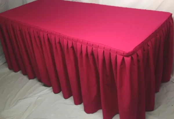 Hot Tablecloth Market 8' Ft. Fitted Polyester Double Pleated Table Skirt Cover W/top Topper Hot Pink"