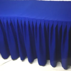 Sale Tablecloth Market 4' Ft. Fitted Polyester Double Pleated Table Skirt Cover W/top Topper Royal Blue