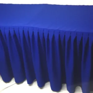Best Tablecloth Market 5' Ft. Fitted Polyester Double Pleated Table Skirt Cover W/top Topper Royal Blue