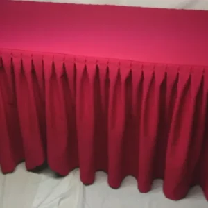 New Tablecloth Market 5' ft. Fitted Polyester Double Pleated Table Skirt Cover w/Top Topper Hot Pink