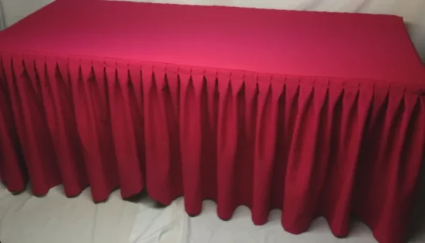 New Tablecloth Market 5' ft. Fitted Polyester Double Pleated Table Skirt Cover w/Top Topper Hot Pink"