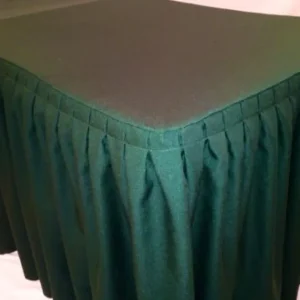 New Tablecloth Market 4' ft. Fitted Polyester Double Pleated Table Skirting Cover w/Top Topper Green