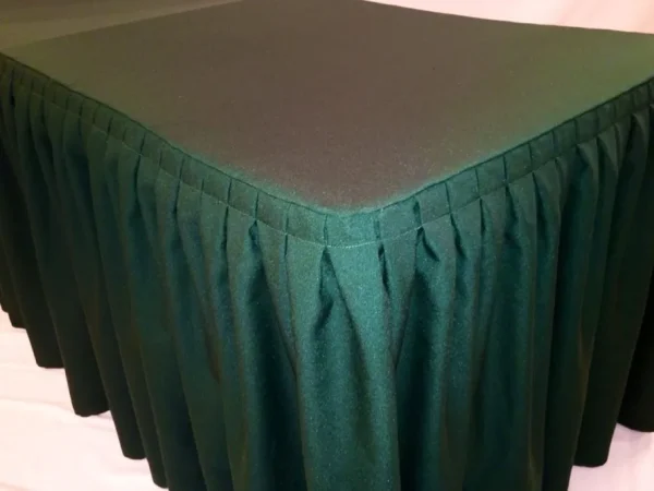 Outlet Tablecloth Market 8' ft. Fitted Polyester Double Pleated Table Skirting Cover w/Top Topper Green"