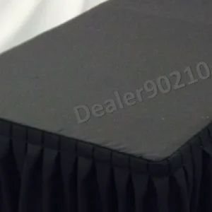 Hot Tablecloth Market 6' Ft. Fitted Polyester Double Pleated Table Skirt Cover W/top Topper Black