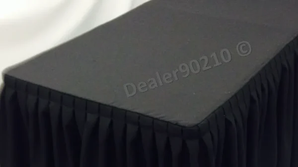 Hot Tablecloth Market 6' Ft. Fitted Polyester Double Pleated Table Skirt Cover W/top Topper Black"