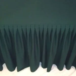 New Tablecloth Market 4' ft. Fitted Polyester Double Pleated Table Skirting Cover w/Top Topper Green