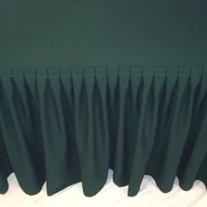 Outlet Tablecloth Market 8' ft. Fitted Polyester Double Pleated Table Skirting Cover w/Top Topper Green