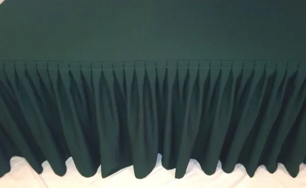 Outlet Tablecloth Market 8' ft. Fitted Polyester Double Pleated Table Skirting Cover w/Top Topper Green"