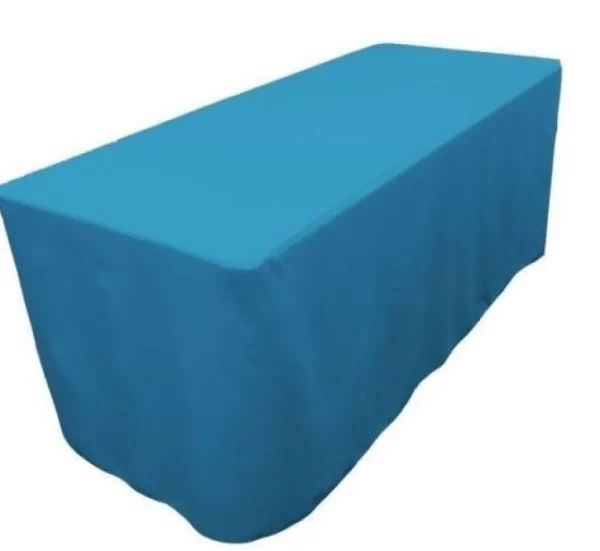 Clearance Tablecloth Market 8' ft. Fitted Polyester Table Cover Trade Show Event Tablecloth Turquoise Blue"
