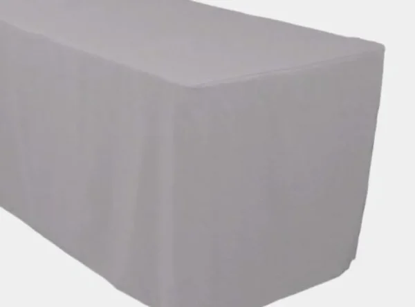 Best Tablecloth Market 6' Ft. Fitted Polyester Tablecloth Trade Show Booth Banquet Table Cover Silver"