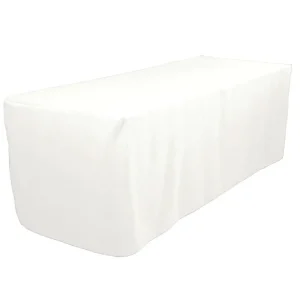 Best Tablecloth Market 8' Ft. Fitted Polyester Tablecloth Trade Show Booths Weddings Table Cover White