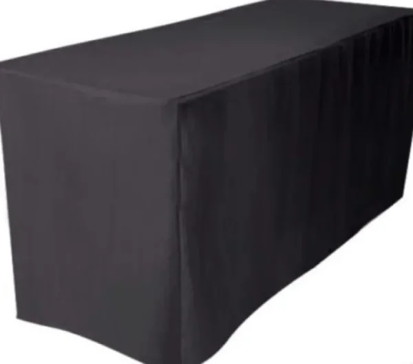 New Tablecloth Market 6' Ft. Fitted Polyester Tablecloth Table Cover Wedding Banquet Event Party Black"