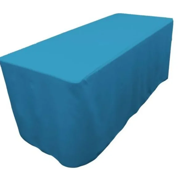 Sale Tablecloth Market 6' Ft. Fitted Polyester Table Cover Trade Show Event Tablecloth Turquoise Blue"