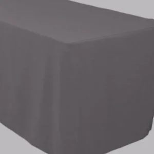 Best Tablecloth Market 8' Ft. Fitted Polyester Table Cover Trade Show Banquet Tablecloth Charcoal Grey