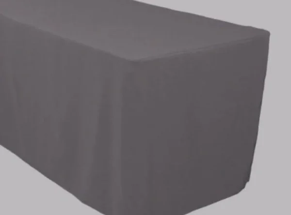 Best Tablecloth Market 8' Ft. Fitted Polyester Table Cover Trade Show Banquet Tablecloth Charcoal Grey"