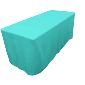Hot Tablecloth Market 4' Ft. Fitted Polyester Table Cover Trade Show Event Tablecloth Tiffany Blue