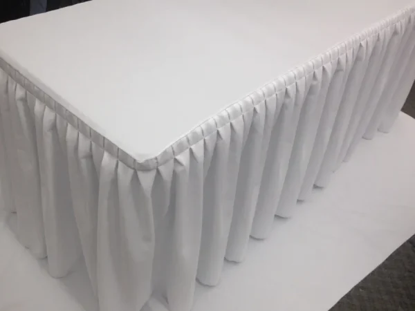 New Tablecloth Market 6' Ft. Fitted Table Skirt Cover W/ Top Topper Double Pleated Trade Show Dj White"