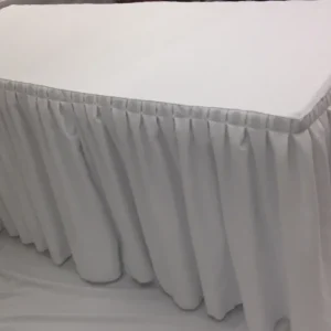 New Tablecloth Market 6' Ft. Fitted Table Skirt Cover W/ Top Topper Double Pleated Trade Show Dj White