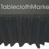 Fashion Tablecloth Market 5' Ft. Fitted Table Skirting Cover W/ Top Topper Single Pleated Trade Show Black"