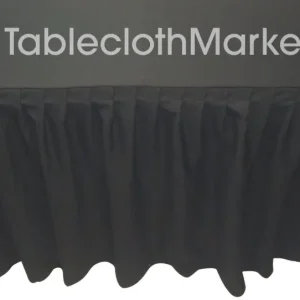 Best Tablecloth Market 6' Ft. Fitted Table Skirting Cover W/ Top Topper Single Pleated Trade Show Black