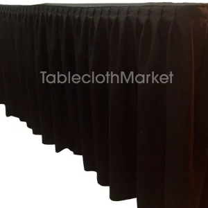 Best Tablecloth Market 6' Ft. Fitted Table Skirting Cover W/ Top Topper Single Pleated Trade Show Black