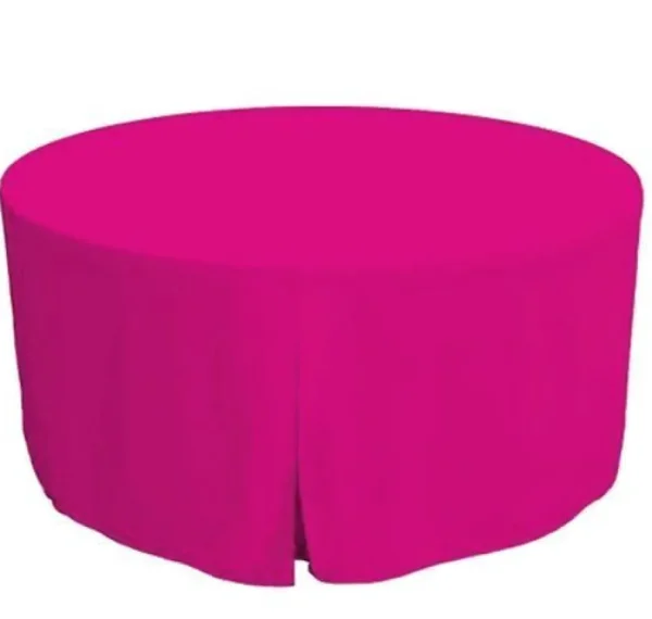 Hot Tablecloth Market 48 Inch Round Polyester Foldable Table Cover Tablecloth Trade Show 18 Color"