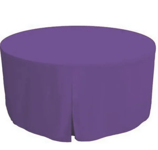 Hot Tablecloth Market 48 Inch Round Polyester Foldable Table Cover Tablecloth Trade Show 18 Color"