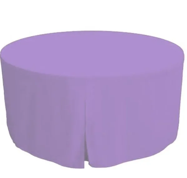 Hot Tablecloth Market 48 Inch Round Polyester Foldable Table Cover Tablecloth Trade Show 18 Color"