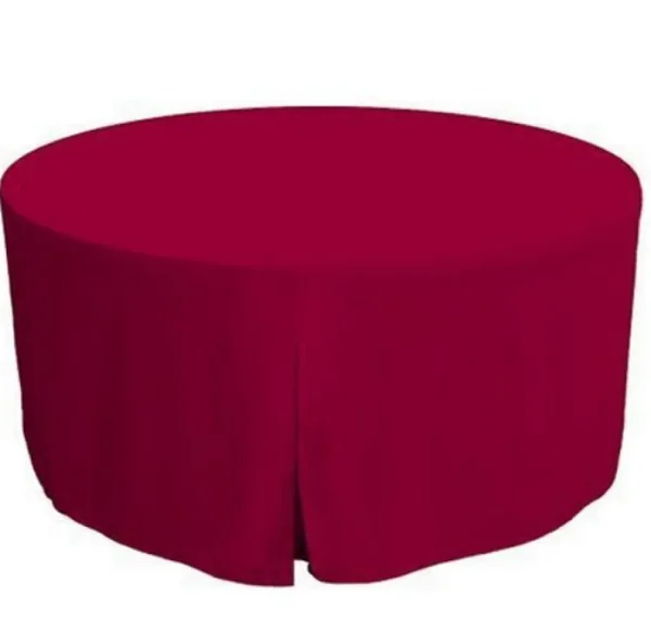 Hot Tablecloth Market 48 Inch Round Polyester Foldable Table Cover Tablecloth Trade Show 18 Color"