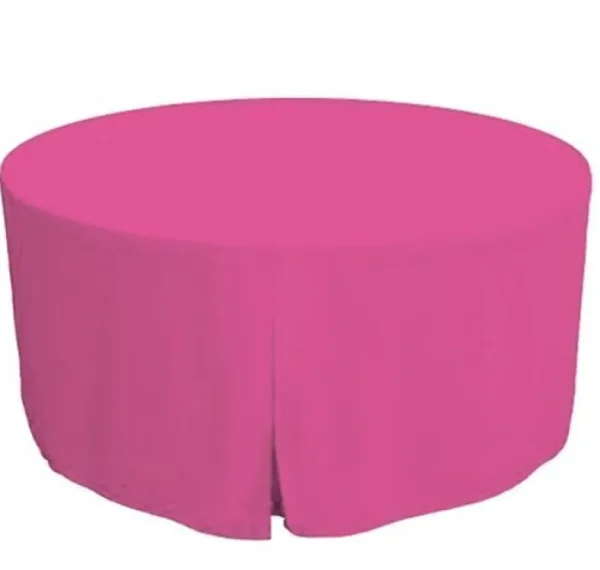 Hot Tablecloth Market 48 Inch Round Polyester Foldable Table Cover Tablecloth Trade Show 18 Color"