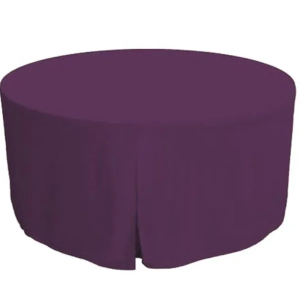 Hot Tablecloth Market 48 Inch Round Polyester Foldable Table Cover Tablecloth Trade Show 18 Color"
