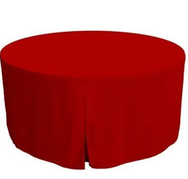 Hot Tablecloth Market 48 Inch Round Polyester Foldable Table Cover Tablecloth Trade Show 18 Color"