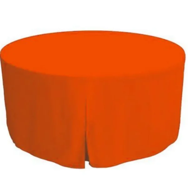 Hot Tablecloth Market 48 Inch Round Polyester Foldable Table Cover Tablecloth Trade Show 18 Color"