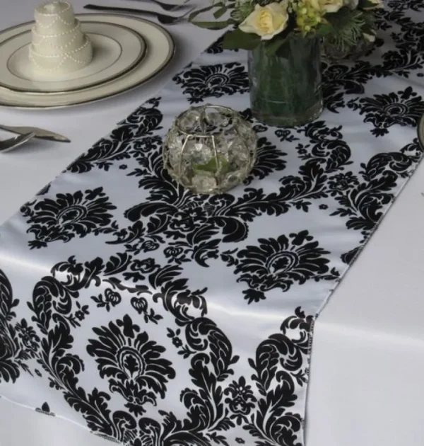 Fashion Tablecloth Market 15 Pack Flocked Taffeta Damask 12" X 108" Top Table Runner 16 Colors Wedding"