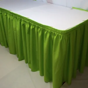 Hot Tablecloth Market 14' Polyester Pleated Table Skirt Skirting Trade Show Wedding Apple Green