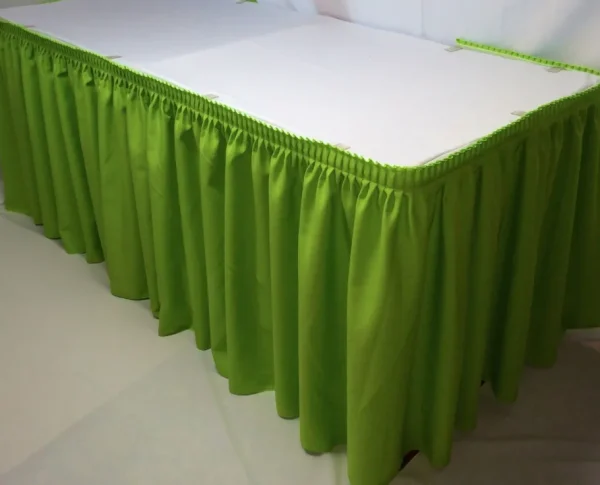 Hot Tablecloth Market 14' Polyester Pleated Table Skirt Skirting Trade Show Wedding Apple Green"